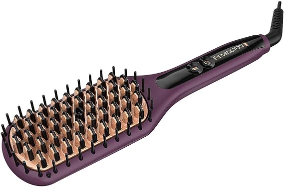 REMINGTON Pro Thermaluxe 2-in-1 Heated Straightening Brush, Purple, CB7482