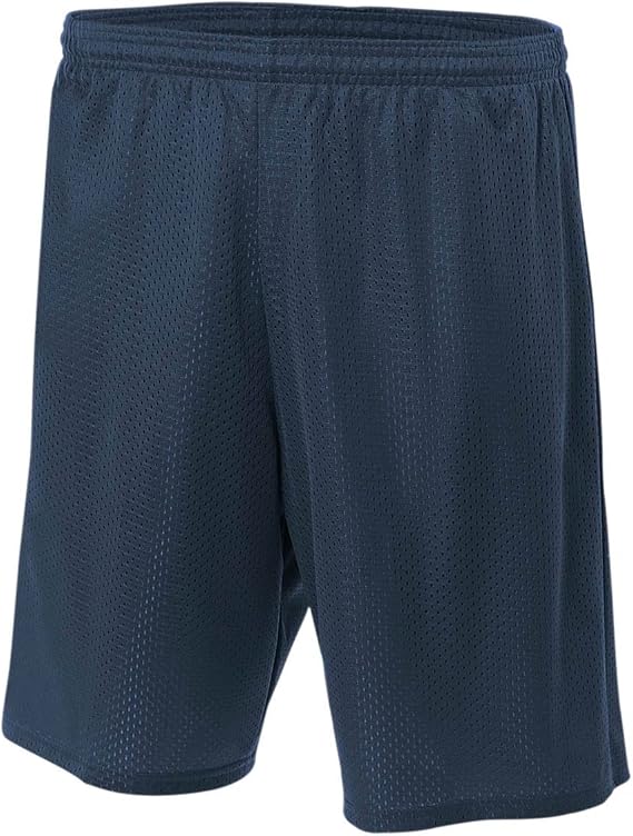 Adult XS Navy Blue 7" Poly Mesh Moisture Wicking Athletic Shorts