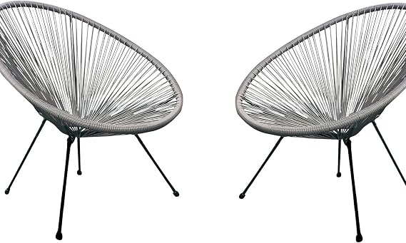 Acapulco Woven Lounge Chair for Indoor and Outdoor Use (2PC Gray)