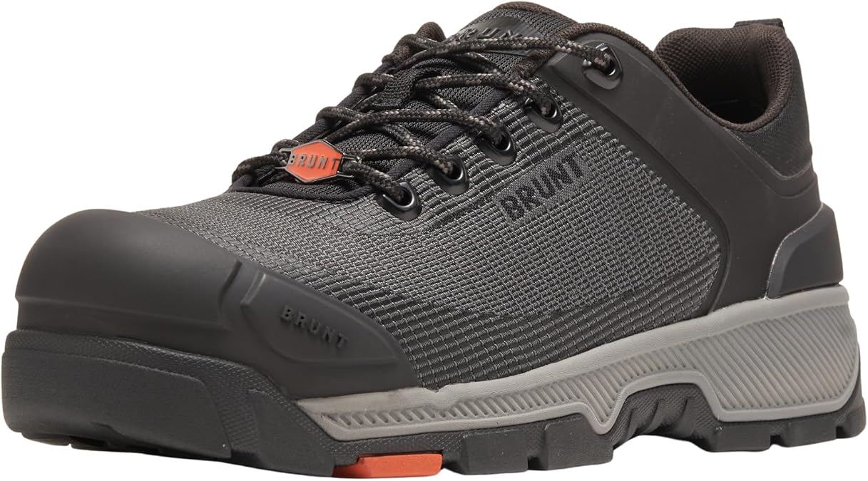 BRUNT Ryng Low Top (Comp Toe) - 4" Lightweight Composite Toe Work Shoe - EH Rated - Slip + Oil Resistant - Heat-Resistant Sole - Breathable, Flexible Fit - Adjustable