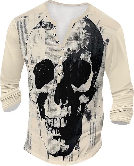 Henley Shirts for Men Lightweight Long Sleeve T-Shirts Casual Workwear Quick Dry Shirts Graphic Club Pullover Tee