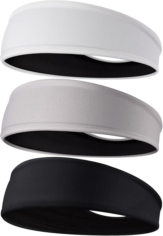 EasYoung Headbands for Men, 3-Pack Sweat Wicking Men's Headbands, Mens Sport Headbands for Running, Non-Slip, Breathable