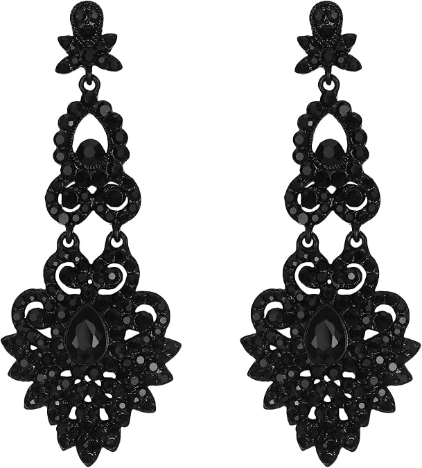 Flyonce Bridal Crystal Vintage Style Art Deco Chandelier Dangle Earrings for Women, Wedding Jewelry