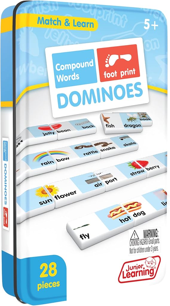 Junior Learning Compound Words Dominoes - 28 Piece Educational Game Set