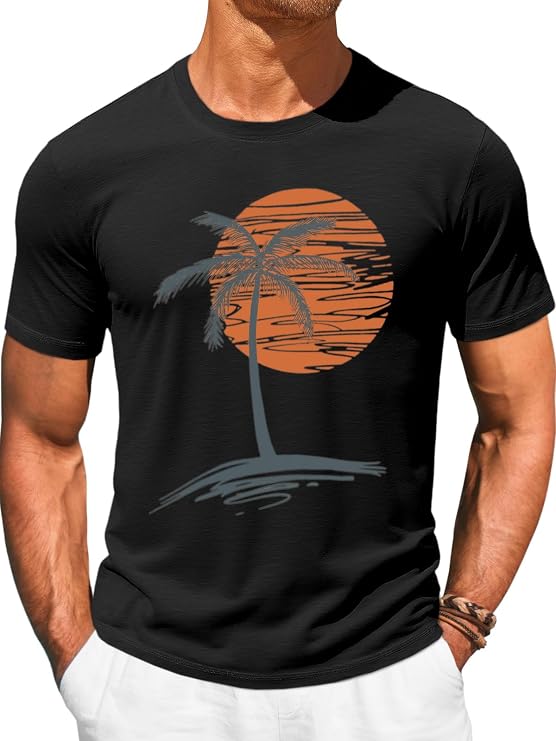Runcati Mens Short Sleeve T-Shirts Graphic Crew Neck Shirt Printed Tees