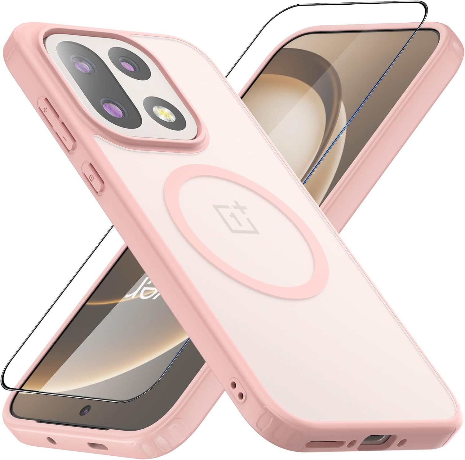 Eastcoo Case for Oneplus 15, [Hard Frosted PC BackSoft TPU Bumper] [Support Wireless Charging] Slim Fit Shockproof Protective Case Cover for Oneplus 15 5G 2025 Pink