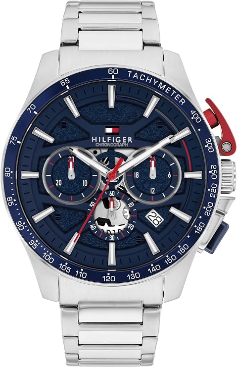 Tommy Hilfiger Bank Chronograph Watch for Men with Silicone or Stainless Steel Bracelet