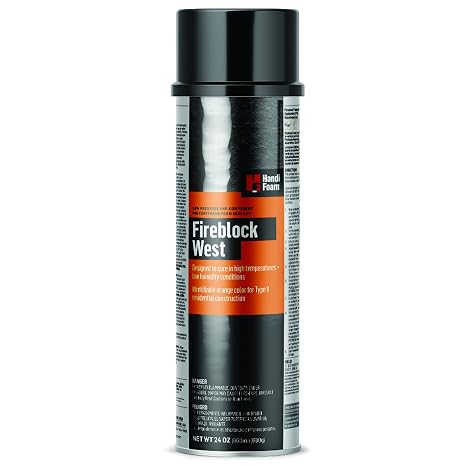 HandiFoam FireBlock West Gun Foam Sealant, 24 oz., Sealing Foam for Windows, Doors, Outlets & Openings; Do It Yourself Spray Foam Insulation; Compatible with HandiFoam Gun Applicator