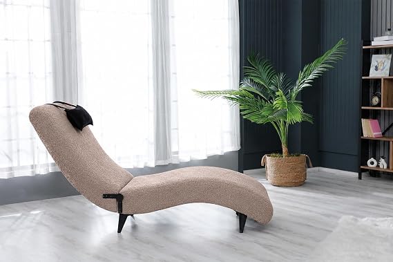 Hera Desenli Çok Renkli Kumaş Kademeli Rahat Oturumlu Plastik Ayaklı Tv Koltuğu - Şezlong (Kahve)