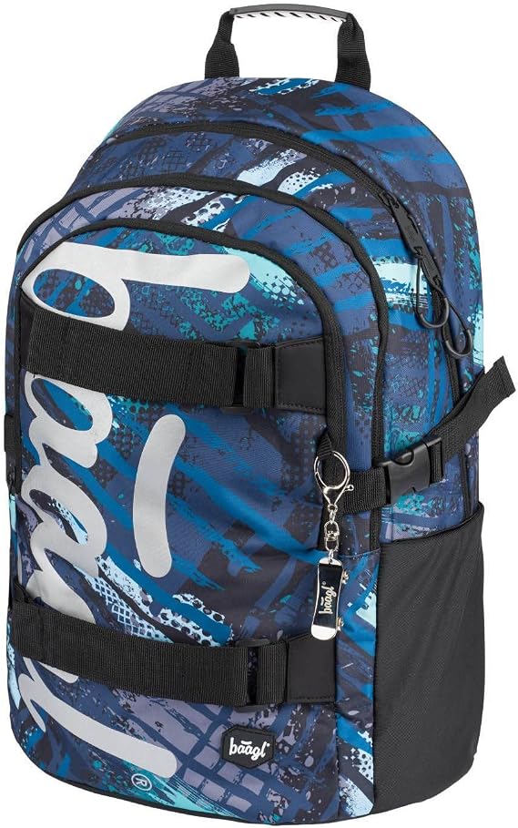 Baagl School Backpack for Boys Girls Teenagers - Skateboard Backpack - Children's Backpack with Laptop Compartment and Chest Strap for School, Secondary School, Middle School, Skate structures