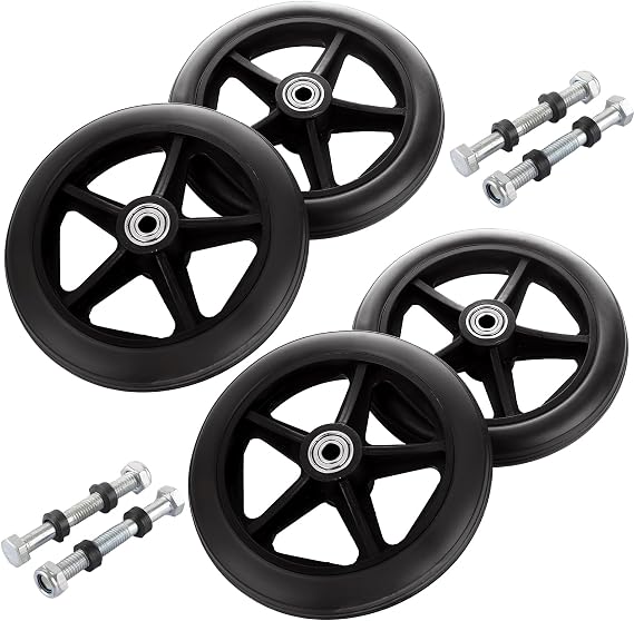 4 Pcs 6 Inch Walker Wheels Replacement, Solid Wheelchair Front Wheels, Anti-Slip Rollator Replacement Wheels for Wheelchairs, Rollators, Walkers