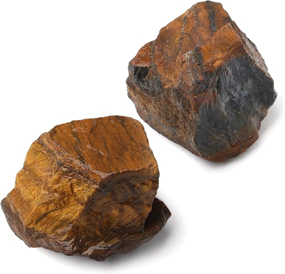 QINJIEJIE 2PCS Tiger Eye Natural Rough Healing Crystal 1.8-2.2'' Rocks Bulk Large Crystal Rocks Stones for Tumbling Cabbing Polishing Fountain Rocks DIY Decoration Handmade Gifts