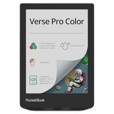 PocketBook Verse Pro Color E-Reader 6 Inch Táctil ?Lector Ebooks Resistente al Agua Audio Libros Azul