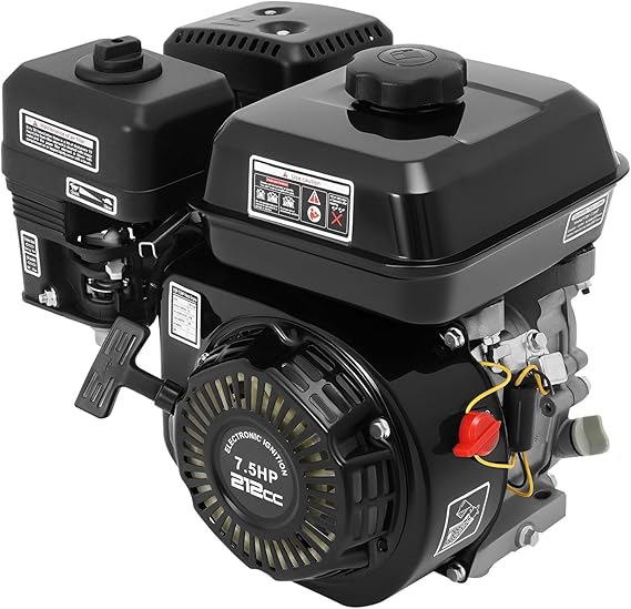 GX160 Gas Engine 7.5HP 4 Stroke 210CC Motor, Shaft 20mm Diameter OHV Industrial Grade Gasoline Powered Multi-Use Engine Air Cooled Pull Start (7.5HP)