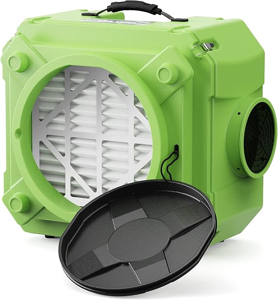ALORAIR HEPA Air Scrubber with 3 Stage Filtration, Water Damage Restoration | Stackable Negative Air Machine for Commercial, Heavy Duty Air Cleaner with MERV-10 Filter, HEPA Activated Carbon Filter Green