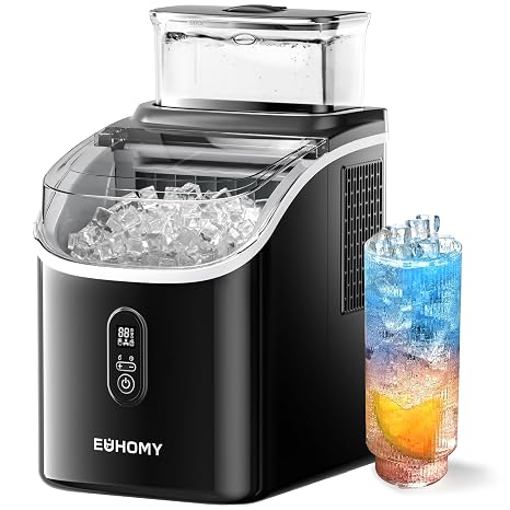 EUHOMY Clear Ice Cube Maker Countertop with 1.5L Top Tank, 34Lbs/Day