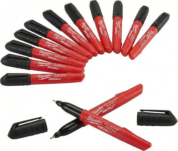Milwaukee Electric - 12 PK INKZALL Black Ultra FINE Point Markers