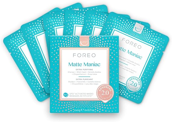 Matte Maniac Advanced Collection 2.0 UFO Aktif Yüz Maskesi - Nemlendirici - Güzellik ve Kişisel Bakım - Cadı Fındığı ve Kömür - Tüm Cilt Tipleri ve Leke Eğilimli Cilt - Yağlı Cilt - 1 pakette 6 adet