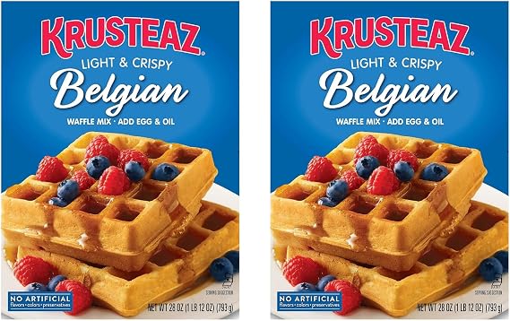 Krusteaz Belgian Waffle Mix, 28 Oz, 2 Pk
