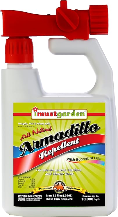 I Must Garden Armadillo Repellent - 32oz Hose End Concentrate | Ready to Spray, No Mixing or Measuring - Safe for Plants, Pets & Pollinators - Pleasant Scent - Long-Lasting Control