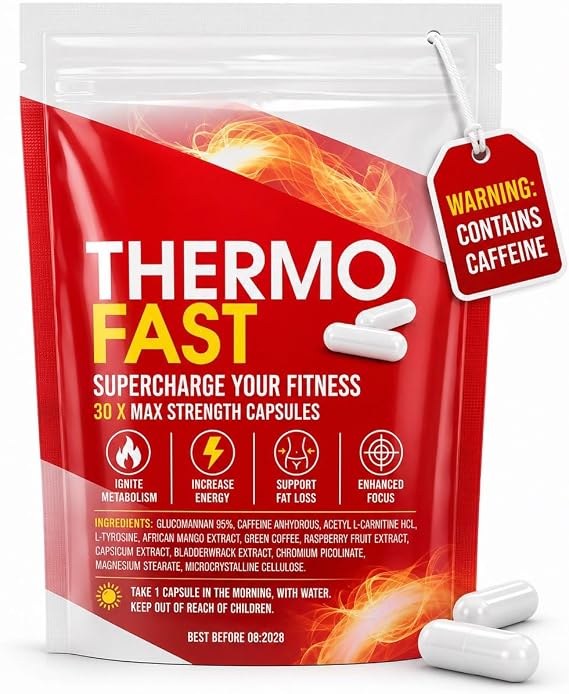 Thermo Fast Extreme Fat Burners - Fat Loss Max Strength Capsules for Women and Men - Lose Belly Weight Fast Raspberry Ketones, Cayenne Pepper, Chromium