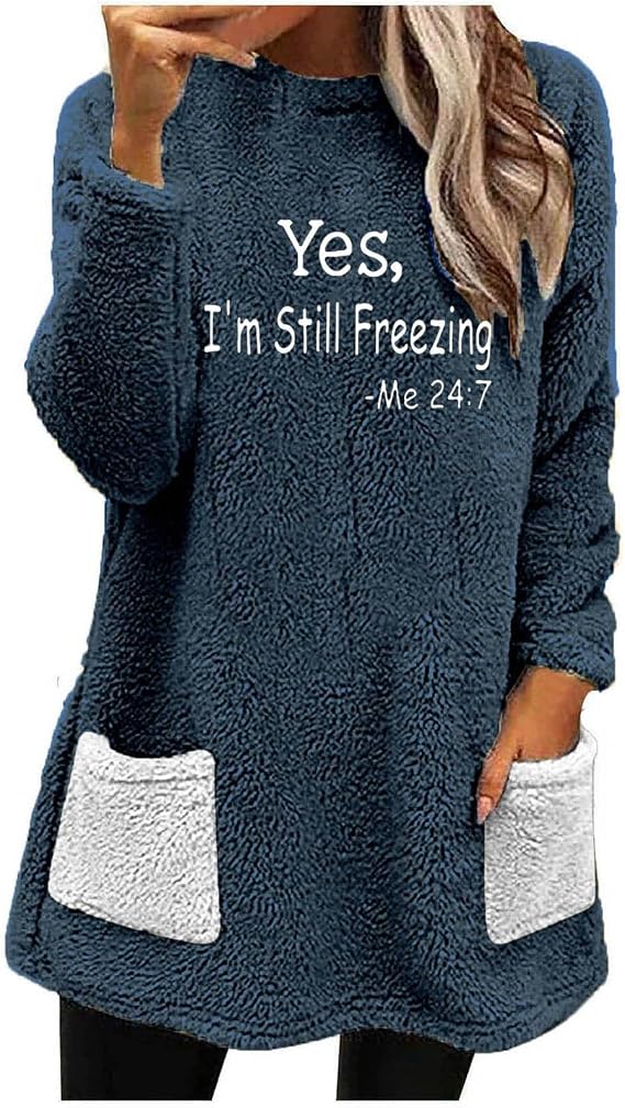 Ceboyel Womens Fleece Lined Sweatshirts Sherpa Fuzzy Sweater Long Sleeve Cute Tops Pullover Warm Winter Trendy Clothing