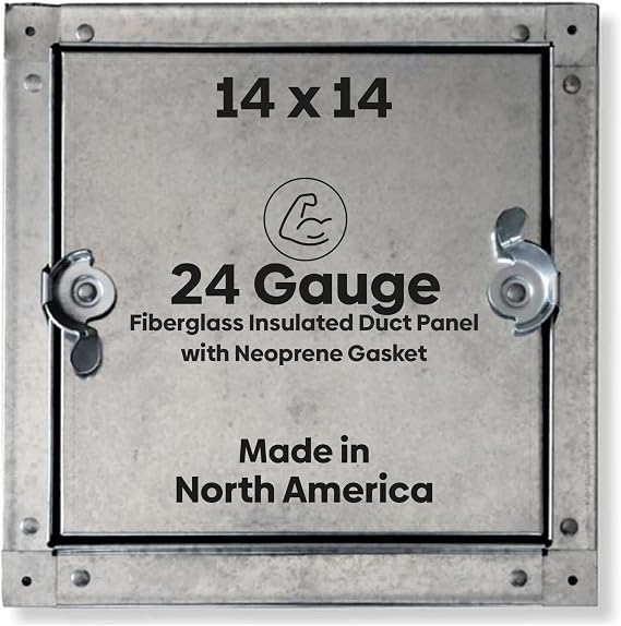 Best 14" x 14" Self-Stick Duct Access Door 1" Fiberglass Insulated Steel HVAC Duct Access Panel for Sheet Metal Ducts, No Hinge Removable Door, Cam Latch, Neoprene Gasket, BA-CDSS-6030