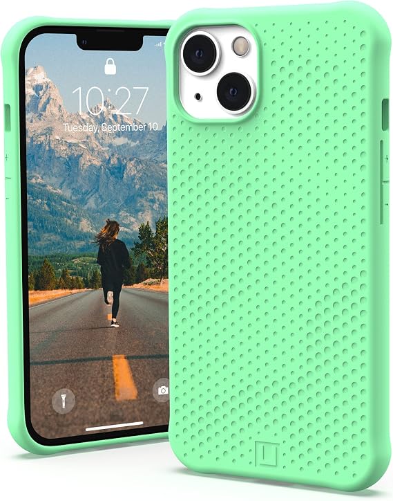 URBAN ARMOR GEAR [U by UAG Designed for iPhone 13 Case Green Spearmint DOT Slim Fit Lightweight Stylish Pattern Impact Resistant Antimicrobial Protective Phone Cover, [6.1 inch Screen]