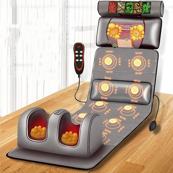 Massage Mat With Heat Full Body Massage Mat with Shiatsu Neck Massage Pillow Adjustable Pillows Heating Pads, For Neck And Back Muscle Relaxation