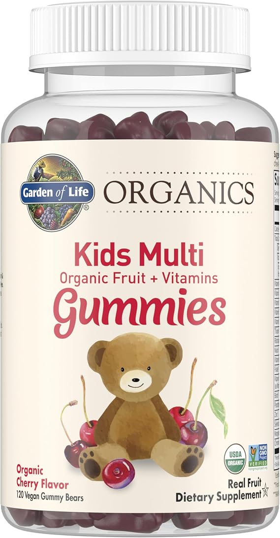 Garden of Life Organics Kids Multivitamin Gummies, Cherry Flavor, 120 Count