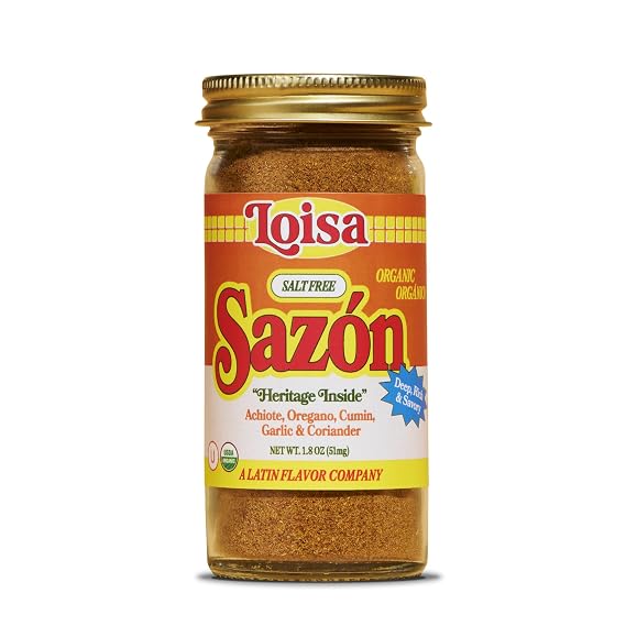 Loisa SALT-FREE Sazon Seasoning, USDA Organic, Non-GMO, No-MSG, No Preservatives, No Artificial Coloring, No Artificial Flavors, Pure Latin Flavor, 1.8 oz, Pack of 1