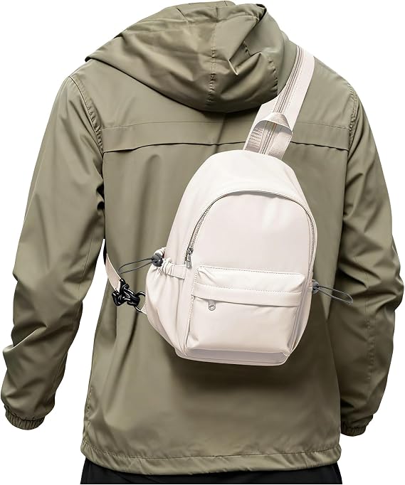 SEAFEW White Sling Crossbody Bag for Men Women, Tactical Backpack Shoulder Daypack Mini Anti-Theft Cross Body Motorcycle Chest Bags, Small One Strap Fanny Back Pack for Casual Travel Hiking Sport Gym