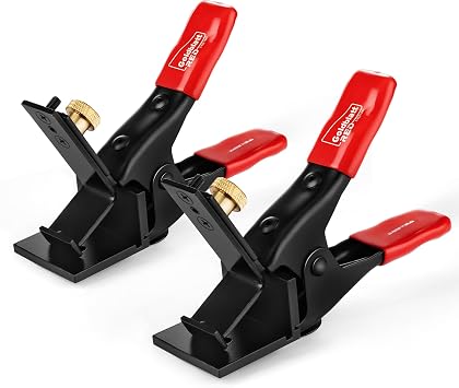 Goldblatt RED 1 Pair XL JAG Clamp, Mason Line Clamps, Adjustable Brick Laying Tools for String Line