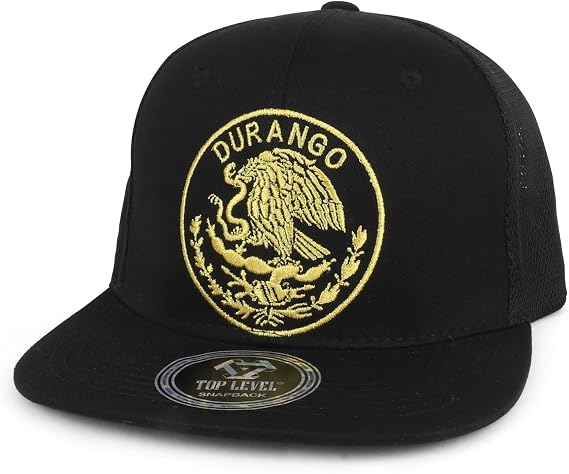 Trendy Apparel Shop City of Mexico Eagle Embroidered Flatbill Trucker Mesh Cap