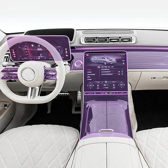車内フィルムダッシュボードピアノボードシフトセンターコンソールアンチスクラッチ透明tpu Ppf、メルセデスベンツsクラス2021-2023用
