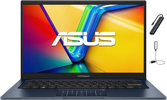 ASUS Vivobook 14 14" FHD Laptop, Intel Core i7-1355U, 1.7GHz, 12GB DDR4 RAM, 512GB SSD, Windows 11 Home, Intel UHD Graphics, Wi-Fi5, Bluetooth, Quiet Blue with HEX Accessories