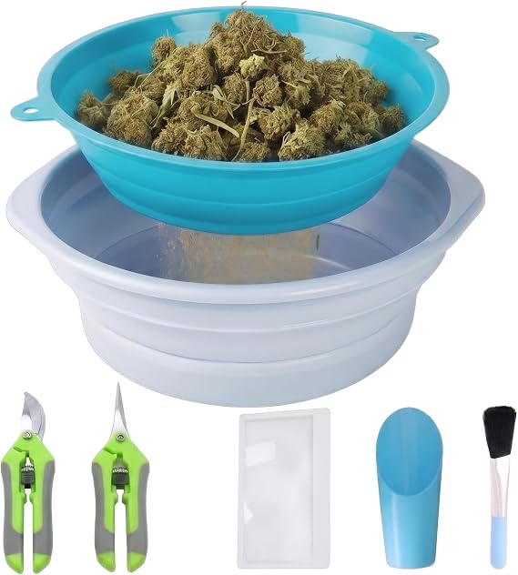 Foldable Trimming Kit - Includes Curved Scissors Straight Scissors and Magnifying Card - Your Professional Herb Trimming Tray