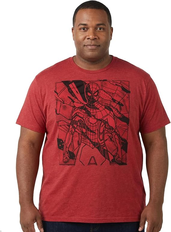Marvel Comics Men's Spider-Man No Way Home Spider-Man Action Short Sleeve Adult T-Shirt, Extended Sizing
