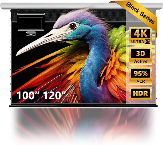 Motorized ALR CLR Projector Screen Drop Down, 120 inch
