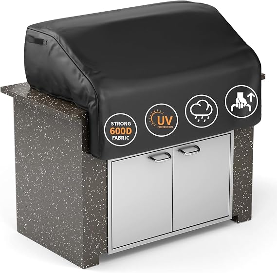Grisun Built-in Grill Cover for Bull Built in Gas Grills 42 inch, Bull Outdoor Kitchen & Grill Head Cover, Heavy Duty Waterproof BBQ Grill Cover with Handle, Black