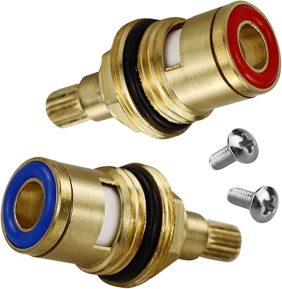 2 Sets Replacement Ceramic Tap Cartridge 1/2 Turn 20 Spline,Tap Glands Seals Repair Kit,Tap Valve for Shower Bathroom Taps with Washers,Solid Brass Ceramic