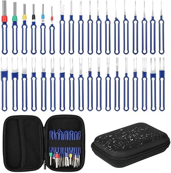 36 PCS Upgraded Terminal Removal Tool Kit, Pin Extractor Tool, Electrical Wire Connector Pin Removal Tool Kit, Universal Terminal Ejector Kit with a Protective Bag(Blue)