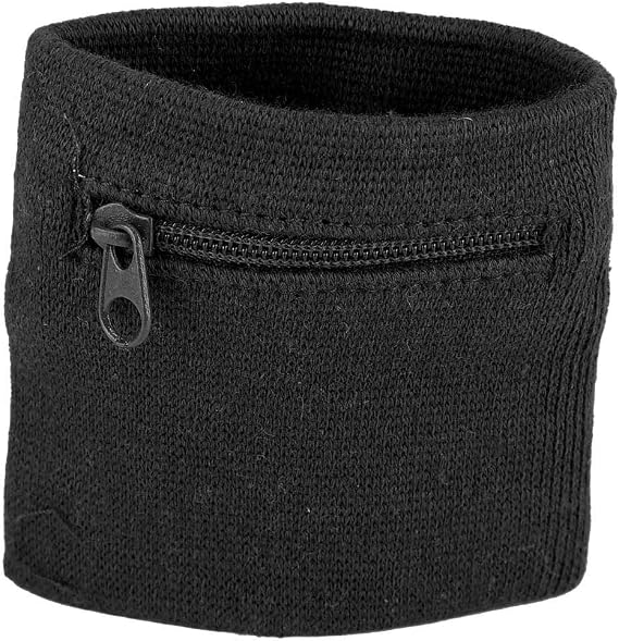 Wrist Band Wallets, Sweat Bands Wristbands Health Gear Sport Coin Keys Storage Pouch Wallets Breathable Pocket Sweatband Wallet with Zipper for Gym Running Basketball Hiking Jogging Black