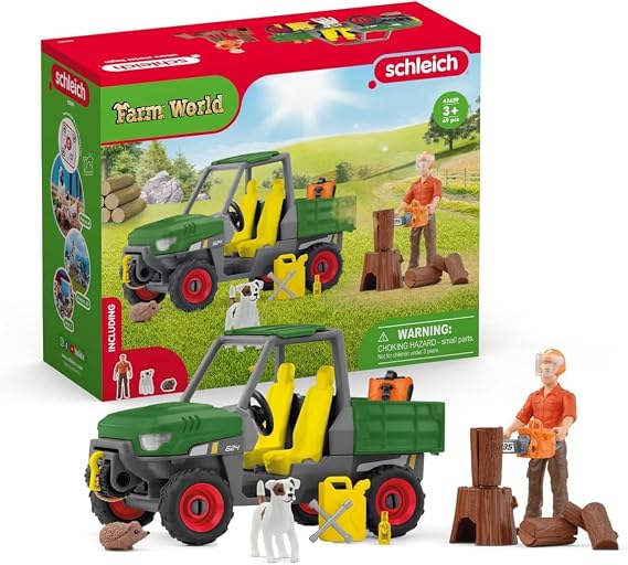 Schleich Farm World - 46Pc Working In The Forest Playset - Kids 3+ | 42659 | Farm Animal Figurine, Realistic Animal Toys, Barn Toy for Kids 3+, Screen-Free Imaginative Pretend Play, Montessori