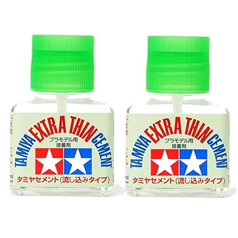Tamiya Extra Thin Cement Glue Fine Tip 40ml - 2 Pack (White, Liquid, Plastic, Hobby Modeling Adhesives, Cement)