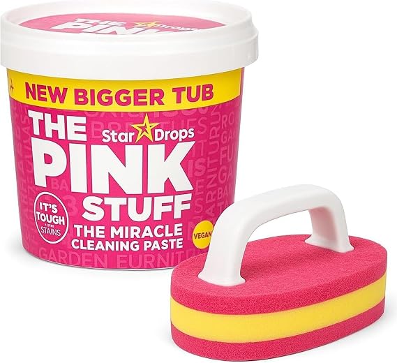 YONEY | Pink Stuff Cleaning Kit Miracle Cleaning Paste 850g with Scrubbing Brush Sponges with Handle | Floor Scrubbing Brush - Multi Surface Sponge Brush with Handle for Restoring Surfaces