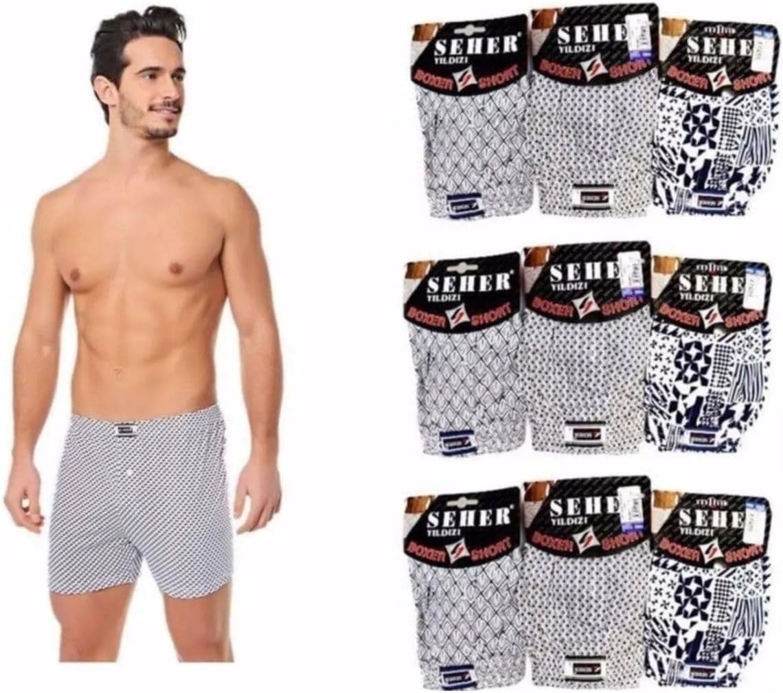 Dawn Star Mens Pattern Boxer 007 12 Pieces Mixed Color 2XL Size Underwear Set