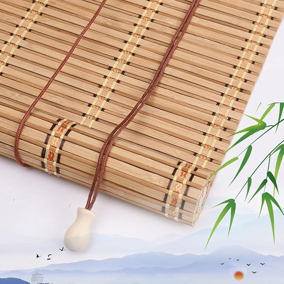 Bamboo Blinds,Bamboo Shades,Bamboo Blinds for Windows,Bamboo Roll Up Shades Privacy Screen for Outdoor Patios,Roman Window Shades,Window Shades for Home(Size:60W x80H cm/24x32in,Color:Walnut Color)