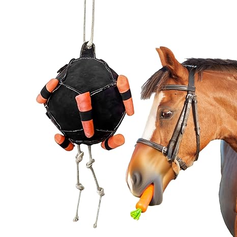 Ball Stall Toy For Horses 55x25cm Horse Treat Ball, Treat Dispenser And Hay Holder, Oxford Cloth Horse Carrot Feeding Balls Toy, Carrot Feeder For Horses, Goats, Sheep, And Cattle