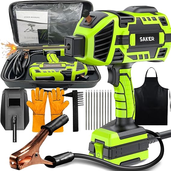 Portable Welding Machine, 2026 Upgrade Welder Machine 110V, MIG Welder with IGBT Inverter 5 Variable Current Adjustment, Welding Helmet, Carring Case Included (Green)